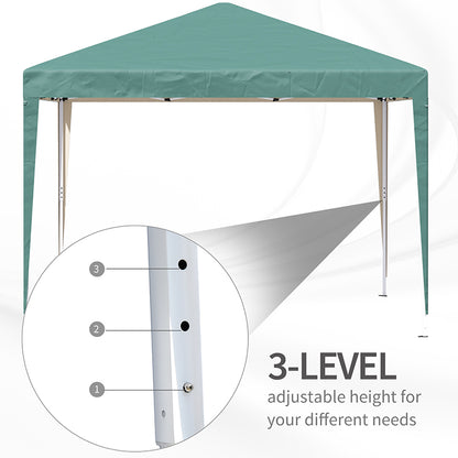 Outsunny 3 x 3M Garden Pop Up Gazebo Height Adjustable Marquee Party Tent Wedding Canopy with Carrying Bag, Green 