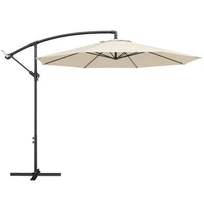Outsunny 3 m Overhanging Cantilever Parasol, with Cross Base - Cream White 