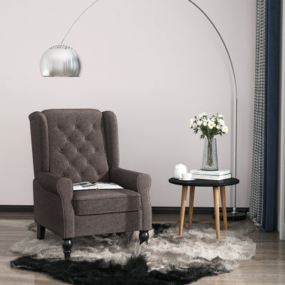 HOMCOM Retro Accent Chair, Wingback Armchair with Wood Frame Button Tufted Design for Living Room Bedroom, Brown 