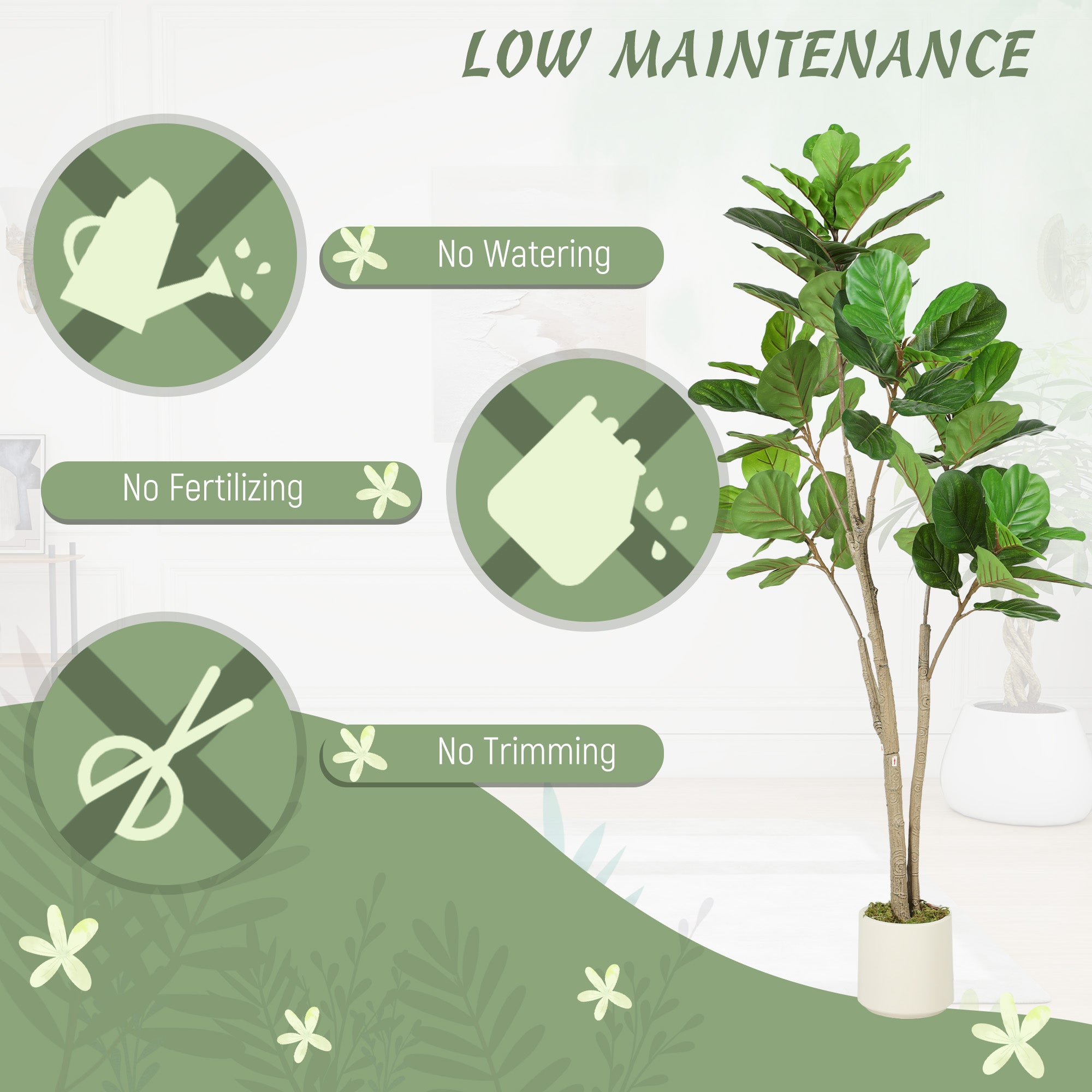 HOMCOM 150cm Artificial Ficus Tree - Green 