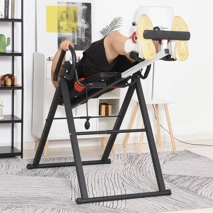 HOMCOM Gravity Inversion Table with Safety Belt Adjustable Hand Stand for Muscle Pain Relief, Red 