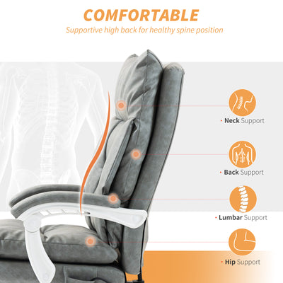 HOMCOM Faux Leather Office Chair, with Inflatable Lumbar - Grey 