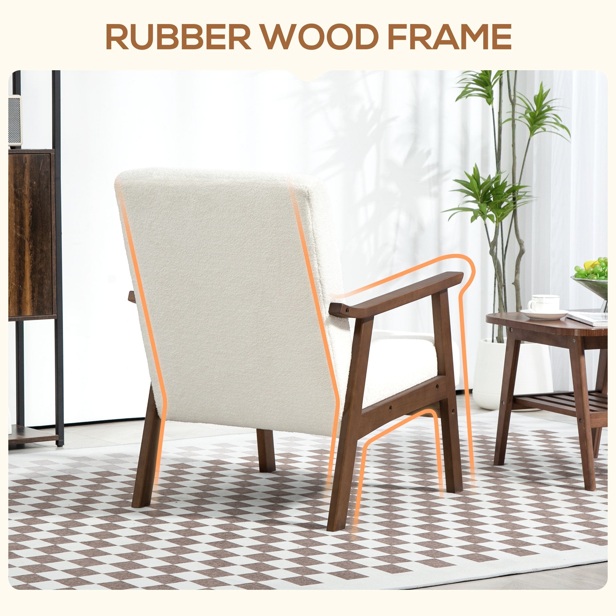 HOMCOM Boucle Seat Mid Century Accent Chair - White 