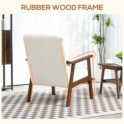 HOMCOM Boucle Seat Mid Century Accent Chair - White 