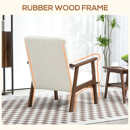 HOMCOM Boucle Seat Mid Century Accent Chair - White 