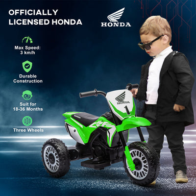 HOMCOM 6V Kids Motorbike, Three-Wheel Kids Electric Bike with Horn, Startup Sound for Ages 18-36 Months - Green 
