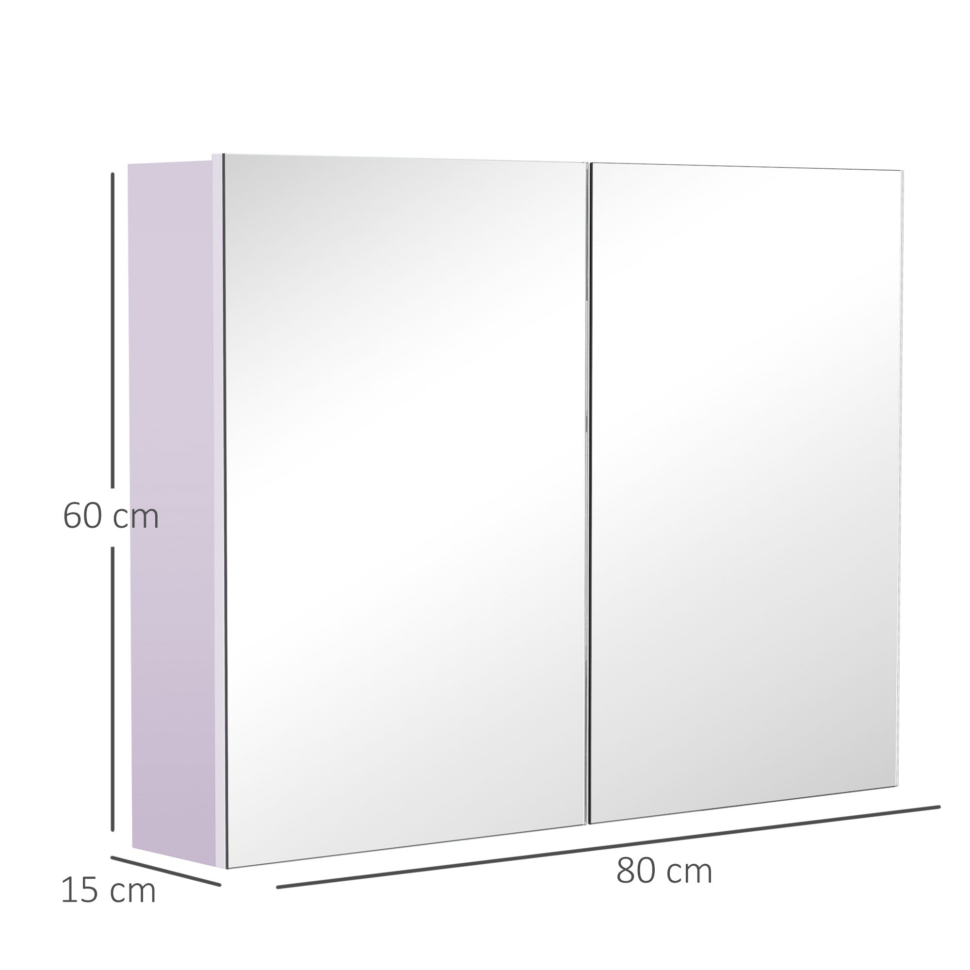 HOMCOM Double Door Wall Mounted Glass Mirror Cabinet Modern Storage Unit Bathroom Shelf Organiser Waterproof Wooden Frame 80Wx15Dx60H(cm) 