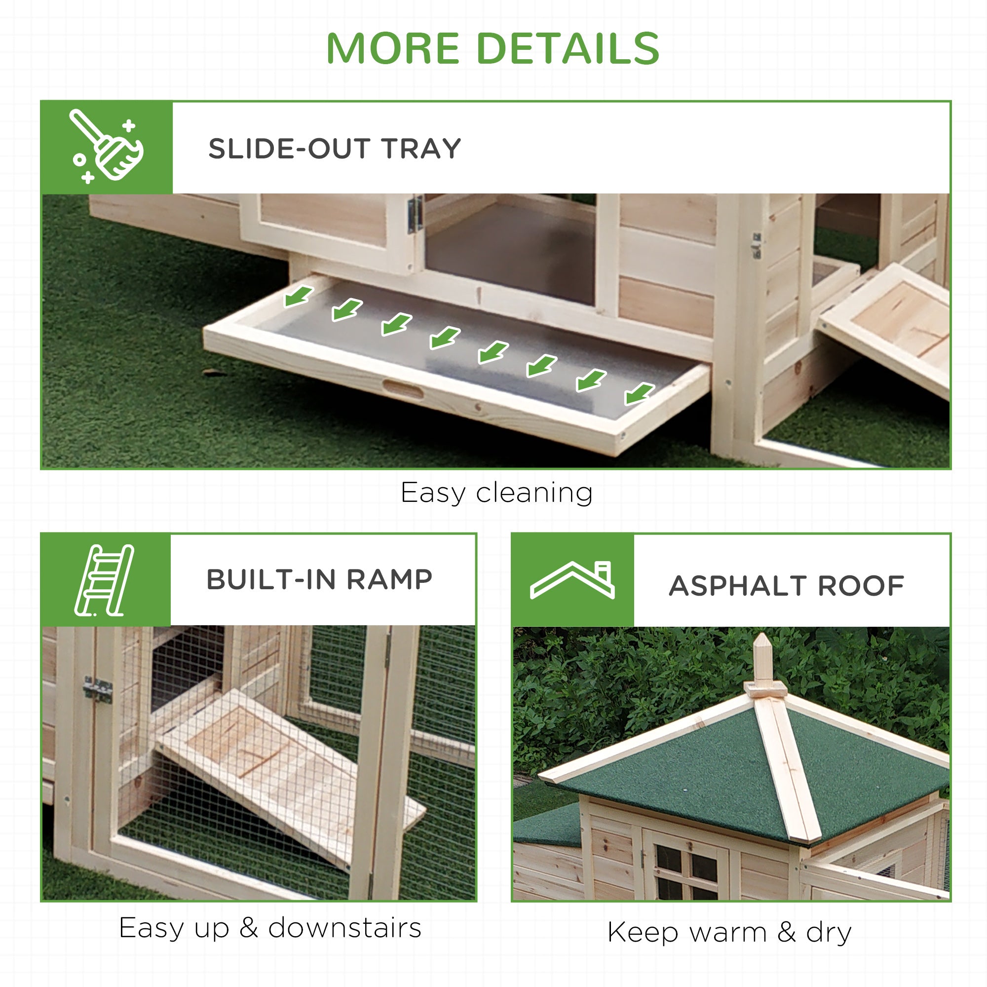 PawHut Chicken Coop Small Animal Pet Cage w/ Nesting Box Outdoor Run Backyard Wooden 