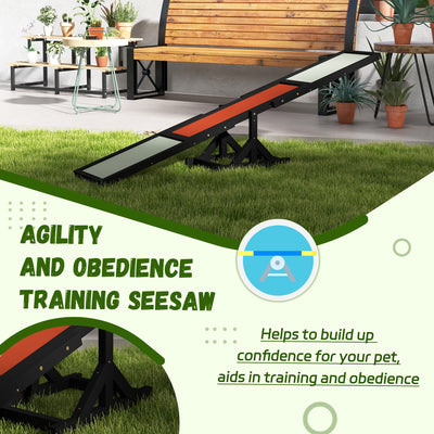 PawHut Wooden Pet Seesaw for Big Dogs, Dog Agility Equipment with Anti-Slip Surface - Black 