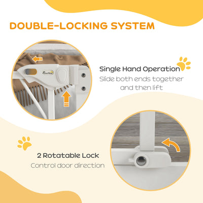 PawHut Pressure Fit Stair Gate Dog Gate w/ Auto Closing Door, Double Locking, Easy Installation, for 74-100cm Openings - White 