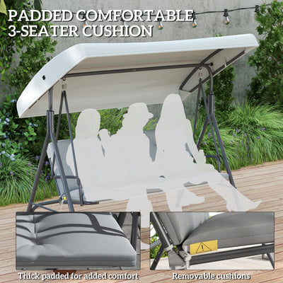 Outsunny Three-Seater Garden Swing Seat - Light Grey 