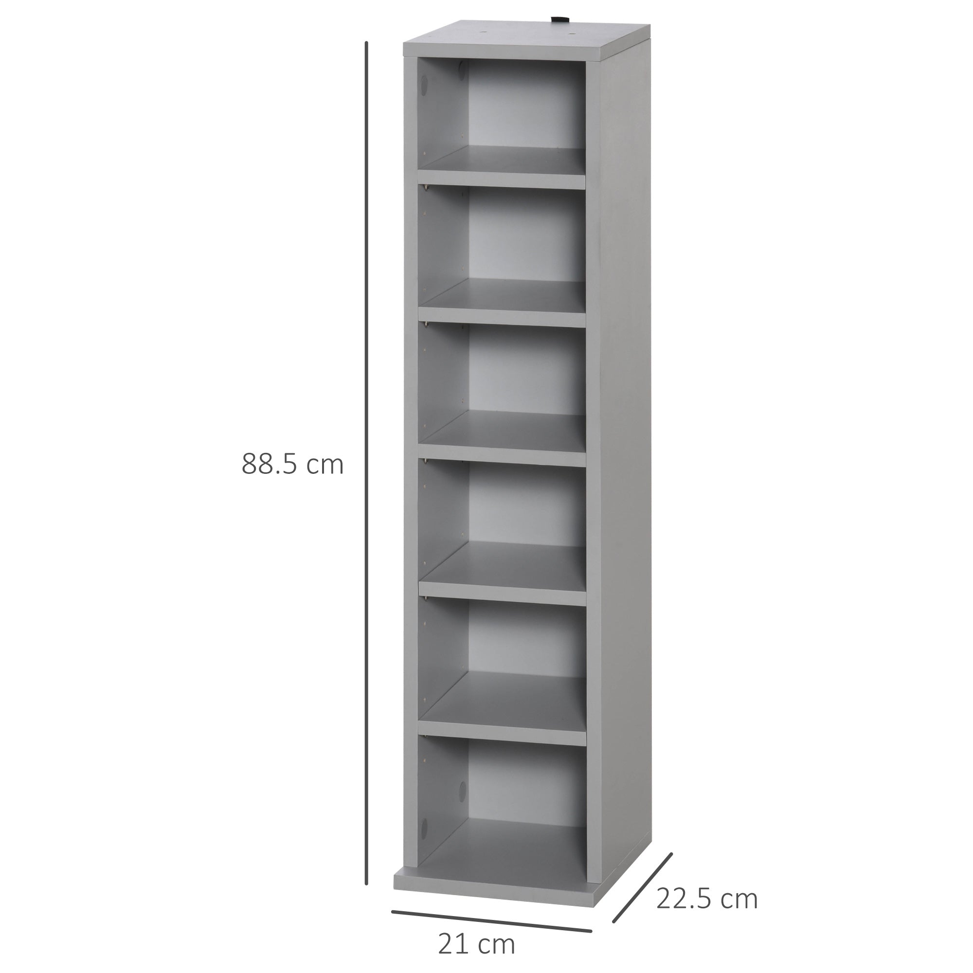 HOMCOM 204 CD Media Display Shelf Unit Set of 2 Blu-Ray Tower Rack w/ Adjustable Shelves Bookcase Storage Organiser, Grey 