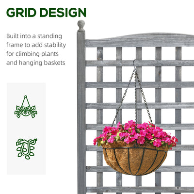 Outsunny Garden Planters with Trellis for Climbing Vines, Wood Raised Beds for Garden, Flower Pot, Indoor Outdoor, Grey 