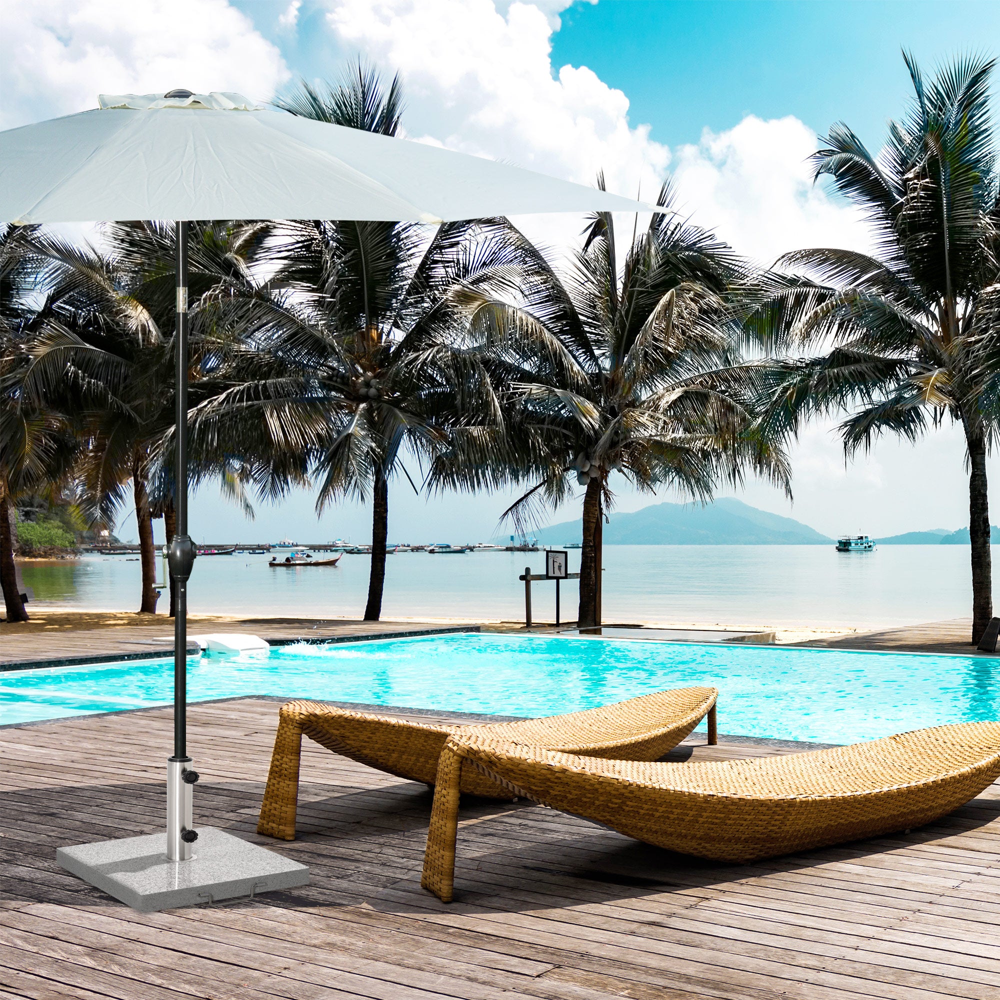 Outsunny 25kg Garden Umbrella Base Durable Parasol Holder Patio Furniture Outdoor Sunshade Marble Stand 