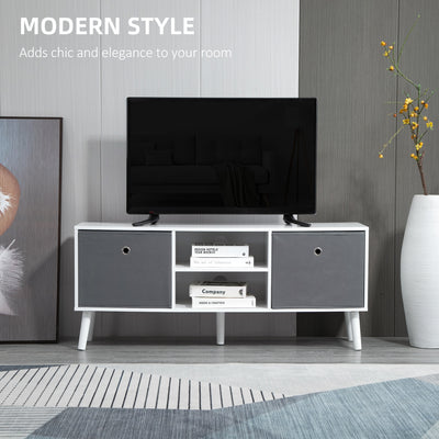 HOMCOM TV Cabinet Stand Unit for TVs up to 50'' with Foldable Drawers, Entertainment Centre for Living Room White 