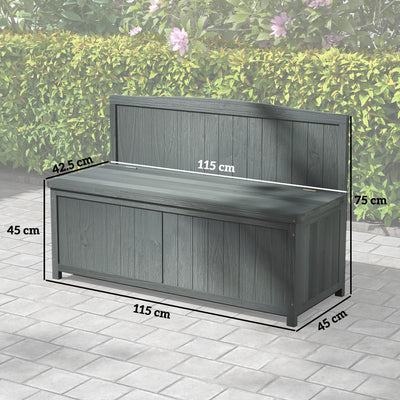 Outsunny Wood Storage Bench for Patio Furniture, Outdoor Garden Seating Tools, Grey 