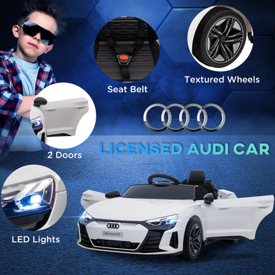 HOMCOM Audi Licensed 12V Kids Electric Ride-On, with Remote Control, Suspension System, Lights, Music, Motor - White 
