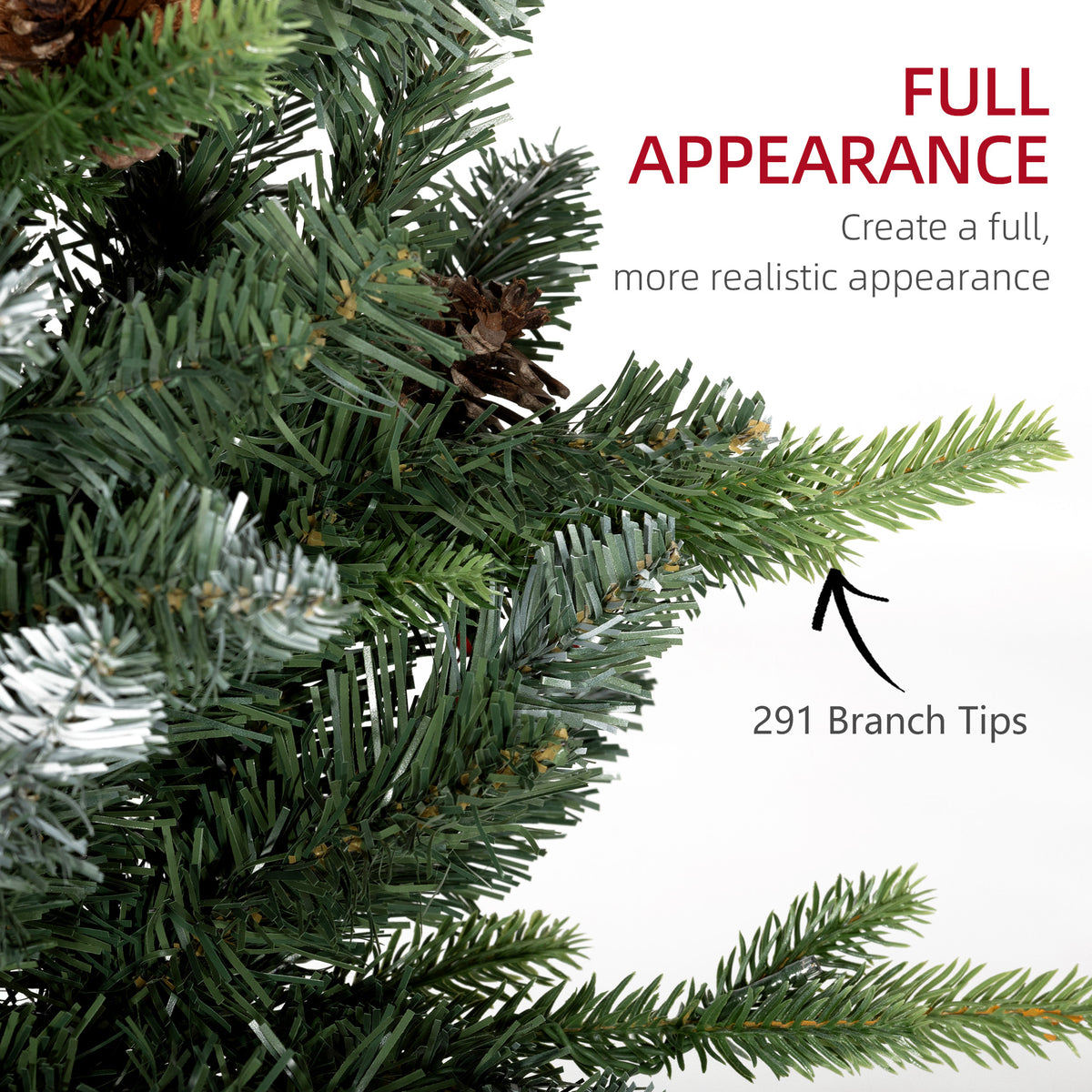 HOMCOM Set of Two 3ft Christmas Trees, with Lights, Berries and Pinecones 