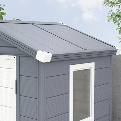 Outsunny 4.4ft x 3.3ft size Aluminium Frame and Plastic Wall Shed, with Foundation - Grey 