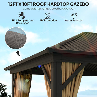 Outsunny 3.6 x 3(m) Aluminium Frame Hardtop Gazebo, with Accessories 