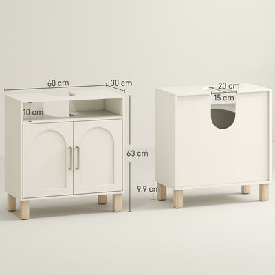 HOMCOM Under Sink Cabinet for Basin without Pedestal - Cream White 