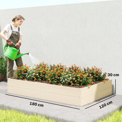 Outsunny Wooden Raised Bed for Garden, 620L Extra Large Raised Garden Bed with Open Bottom, Outdoor Elevated Planter Box 
