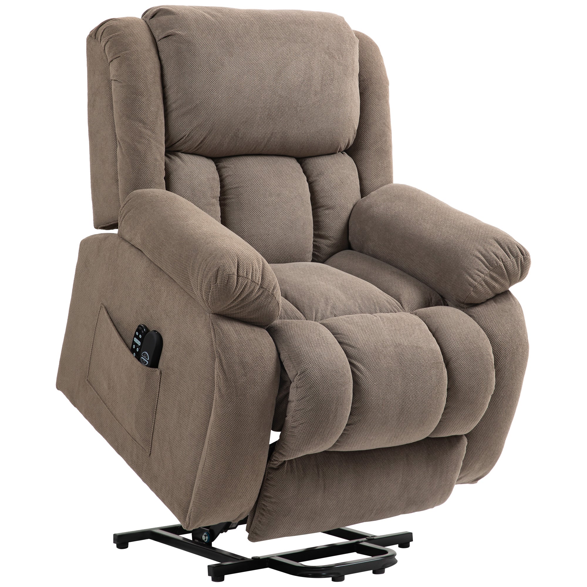 HOMCOM Recliner Armchair Lift Chair, Electric Recliner Chair with Vibration Massage and Heat, Wide Seat, USB Port, Light Brown 