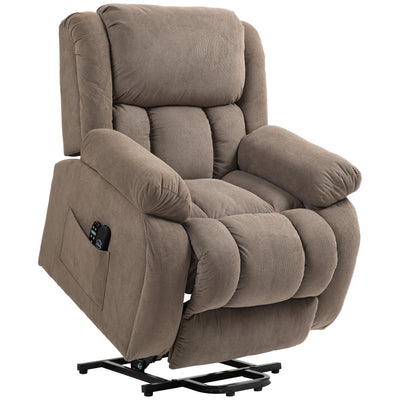 HOMCOM Recliner Armchair Lift Chair, Electric Recliner Chair with Vibration Massage and Heat, Wide Seat, USB Port, Light Brown 