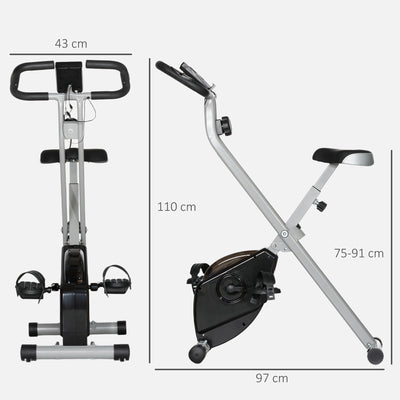 SPORTNOW Folding and Quiet Exercise Bike with 8-Level Magnetic Resistance and Heart Rate Sensor, for Home Gym, Black and Grey 