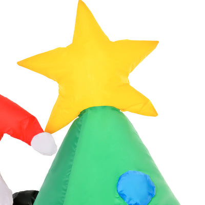 HOMCOM 6ft Inflatable Christmas Tree, LED Lighted with Santa Claus Dog for Home Indoor Outdoor Garden Lawn Decoration Party Prop 