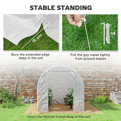 Outsunny 245 x 200cm Polytunnel Greenhouse - White 