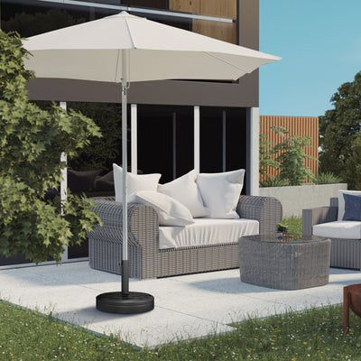 Outsunny 18kg Concrete Umbrella Parasol Base with Rattan Effect 45cm Dia Heavy Duty Parasol Stand for Outdoor Patio Umbrella 