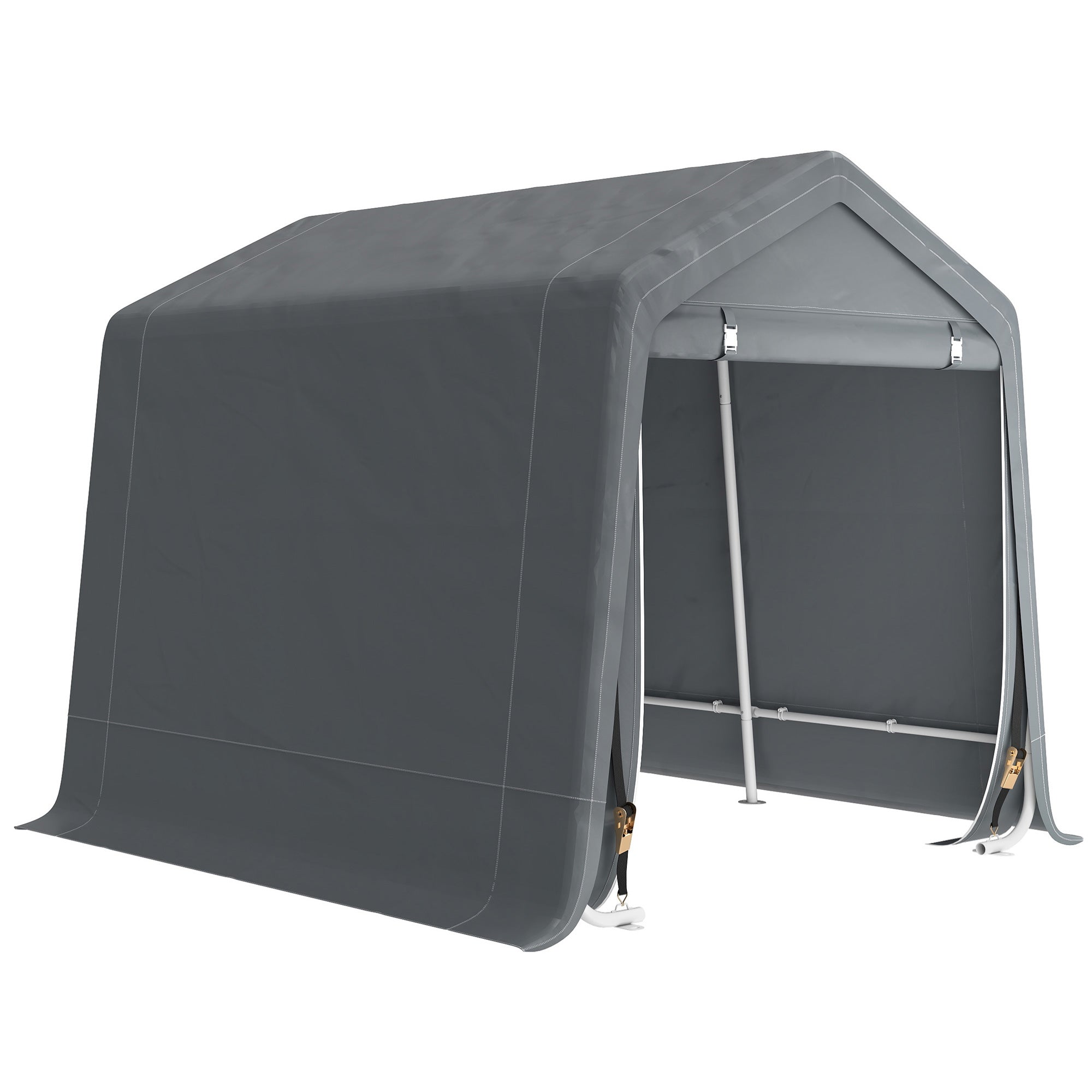Outsunny 8 x 6.5 ft Outdoor Garden Storage Shed, Waterproof Bike Tent w/ Double Roll-up Zipper Door for Garden Tools, Dark Grey 