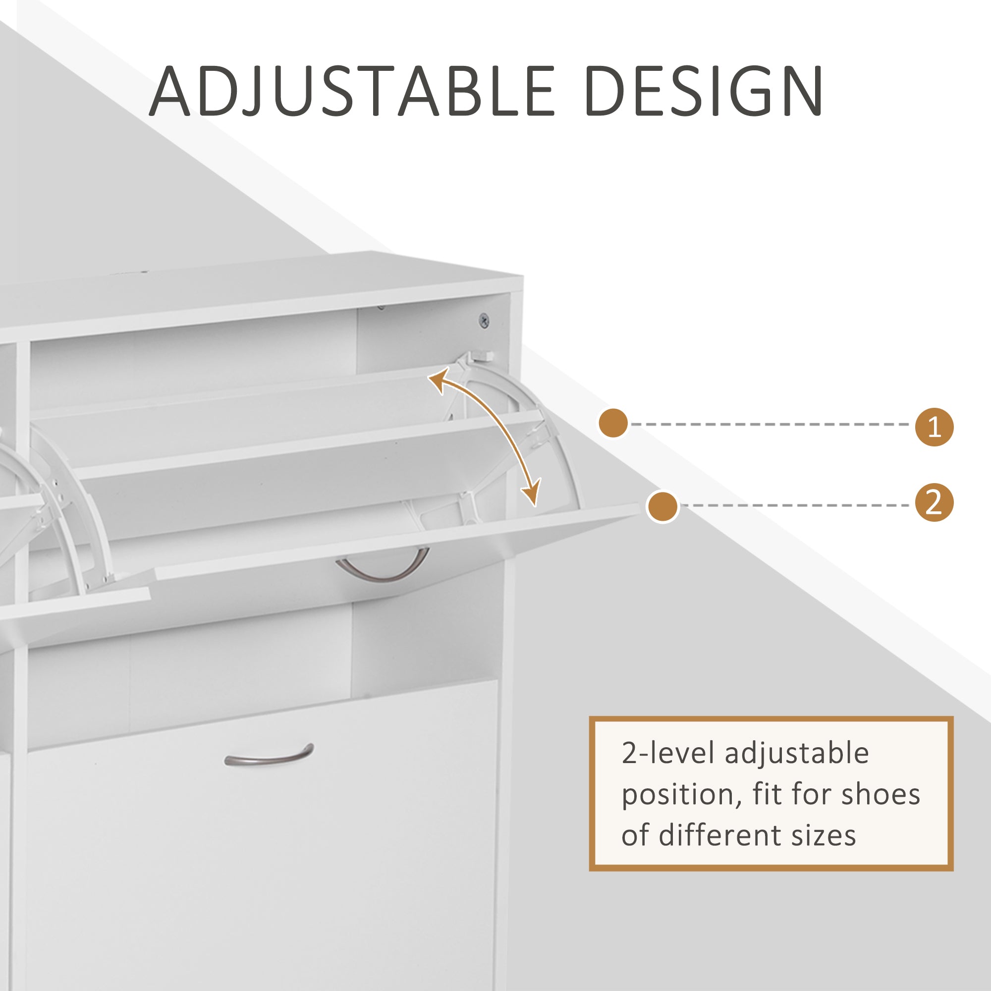 HOMCOM Wooden Modern Design 4 Drawer Shoes Cabinet Pull Down Shelf Storage Organiser - White 