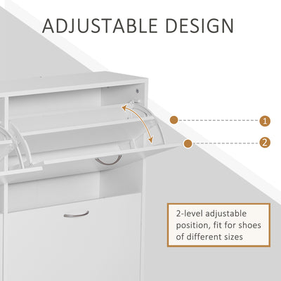 HOMCOM Wooden Modern Design 4 Drawer Shoes Cabinet Pull Down Shelf Storage Organiser - White 