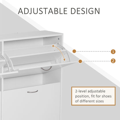 HOMCOM Wooden Modern Design 4 Drawer Shoes Cabinet Pull Down Shelf Storage Organiser - White 