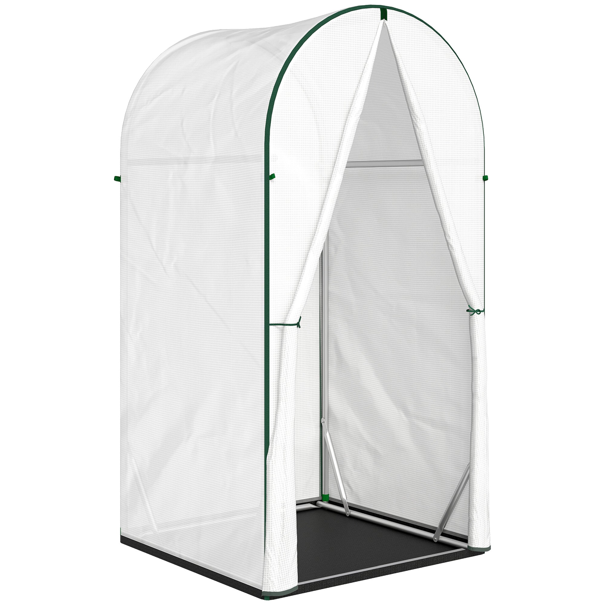 Outsunny Mini Greenhouse, Portable Green House with Roll-Up Door, PE Base, Small Greenhouse, 100 x 100 x 195 cm, White 