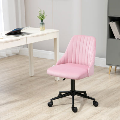 Vinsetto Velvet-Feel Armless Office Chair - Pink 