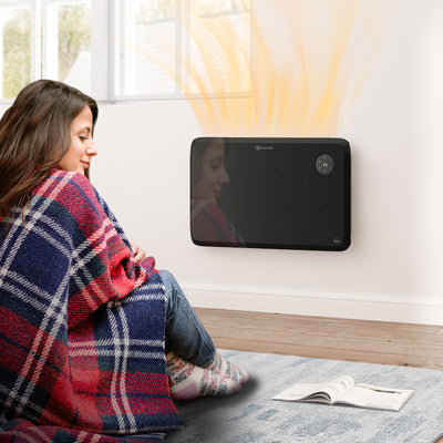 HOMCOM 1.2kW Freestand/On-Wall Electric Convector Heater, with Adjustable Thermostat - Black 