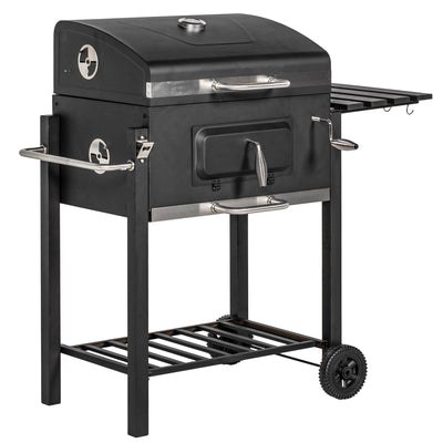 Outsunny Charcoal Grill, with Height-Adjustable Coal Pan - Black 