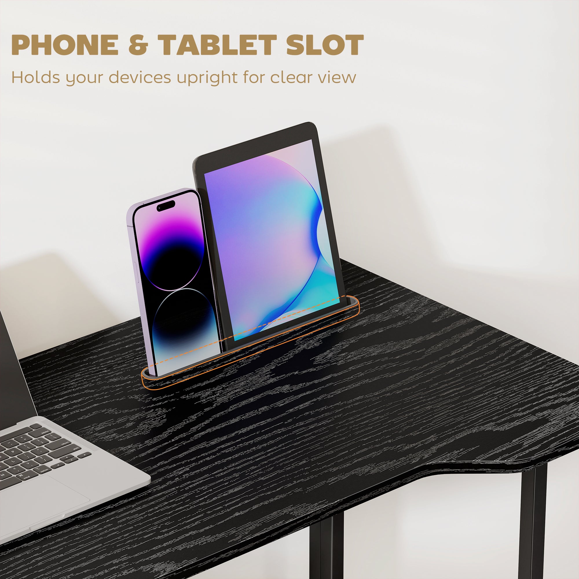 HOMCOM Folding Small Desk on Wheels - Black Wood Effect 