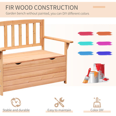 Outsunny Two-Seater Garden Storage Bench - Natural 