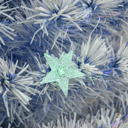 HOMCOM 5FT Artificial Fibre Optic Christmas Tree Seasonal Decoration w/ LED Lights Pre-Lit Easy Store White Blue 