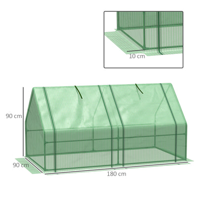 Outsunny Mini Small Greenhouse with Steel Frame & PE Cover & Zippered Window Poly tunnel Steeple for Plants Vegetables, 180 x 90 x 90 cm, Green 