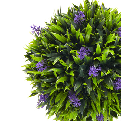 HOMCOM Set of 2 Decorative Artificial Plants Ball Trees with Lavender Flowers in Pot Fake Plants for Home Indoor Outdoor Decor, 60cm, Green 