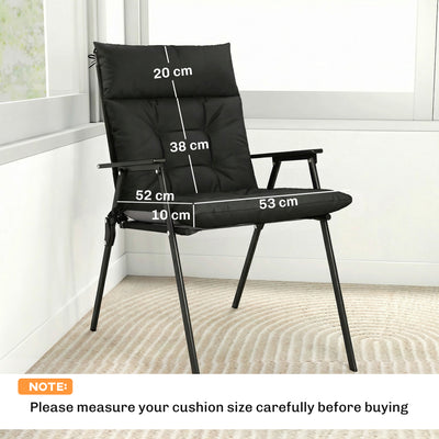 Outsunny Patio Chair Cushions Set of 4, Waterproof Non-Slip Lounge Chair Cushions, 112x53cm, Black 