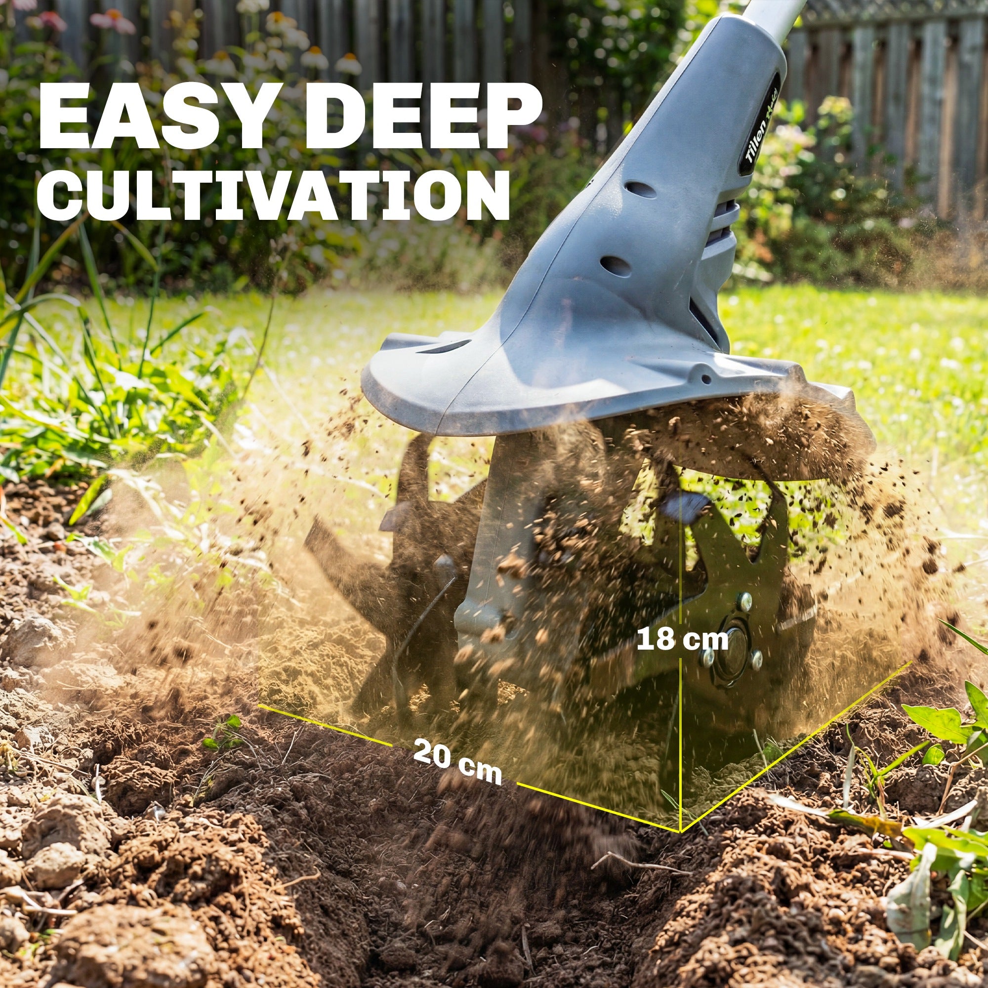 Outsunny Cordless Tiller, 18V Electric Garden Rotavator with 2 x 4000mAh Batteries, Charger, 20cm Tilling Width & 18cm Depth 