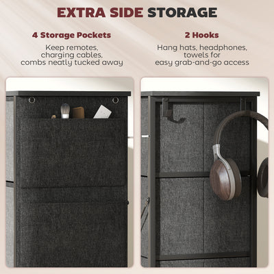 HOMCOM Chest of Eight Fabric Drawers - Charcoal Grey 