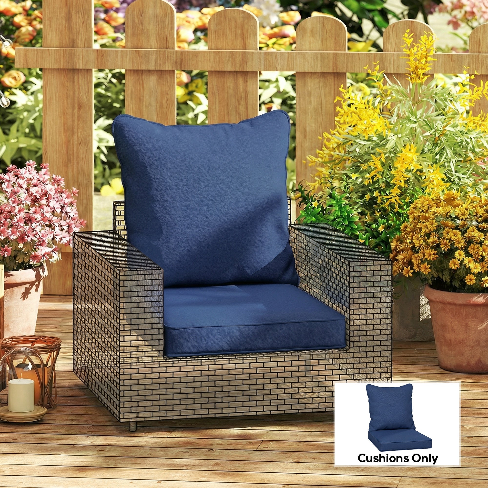 Outsunny Seat and Back Padded Cushion Set, CUSHION ONLY - Dark Blue 