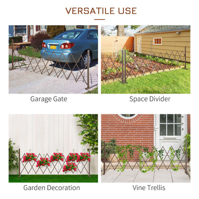 Outsunny Expanding Trellis Fence Freestanding Movable Fence Foldable Garden Screen Panel Aluminum, 300cm x 103.5 cm, Dark Brown 